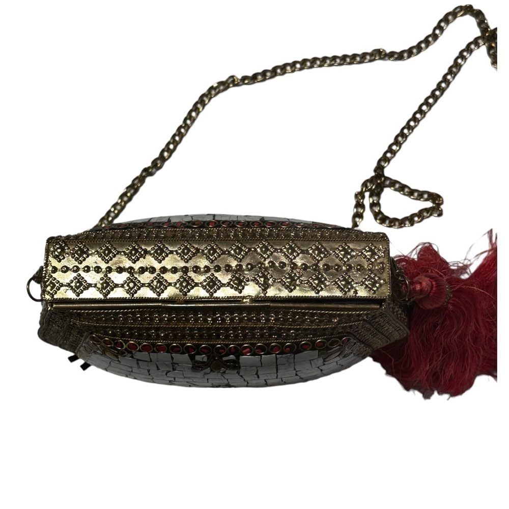 Sam Edelman Metal Gold Tone Mosaic Crossbody Purse - Picture 9 of 10